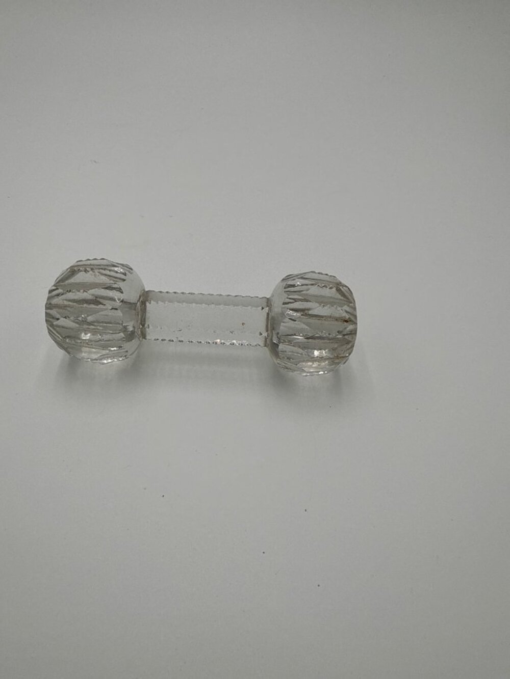 Vintage Clear Pressed Glass Bumbell Knife Rest 4 Inches Long American Brilliant